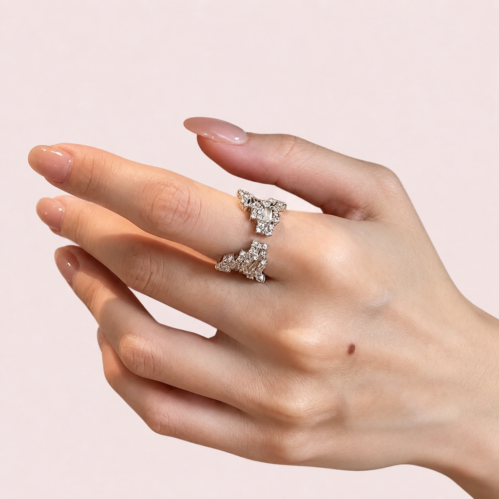 Galaxy Silver Pavé Open Statement Ring