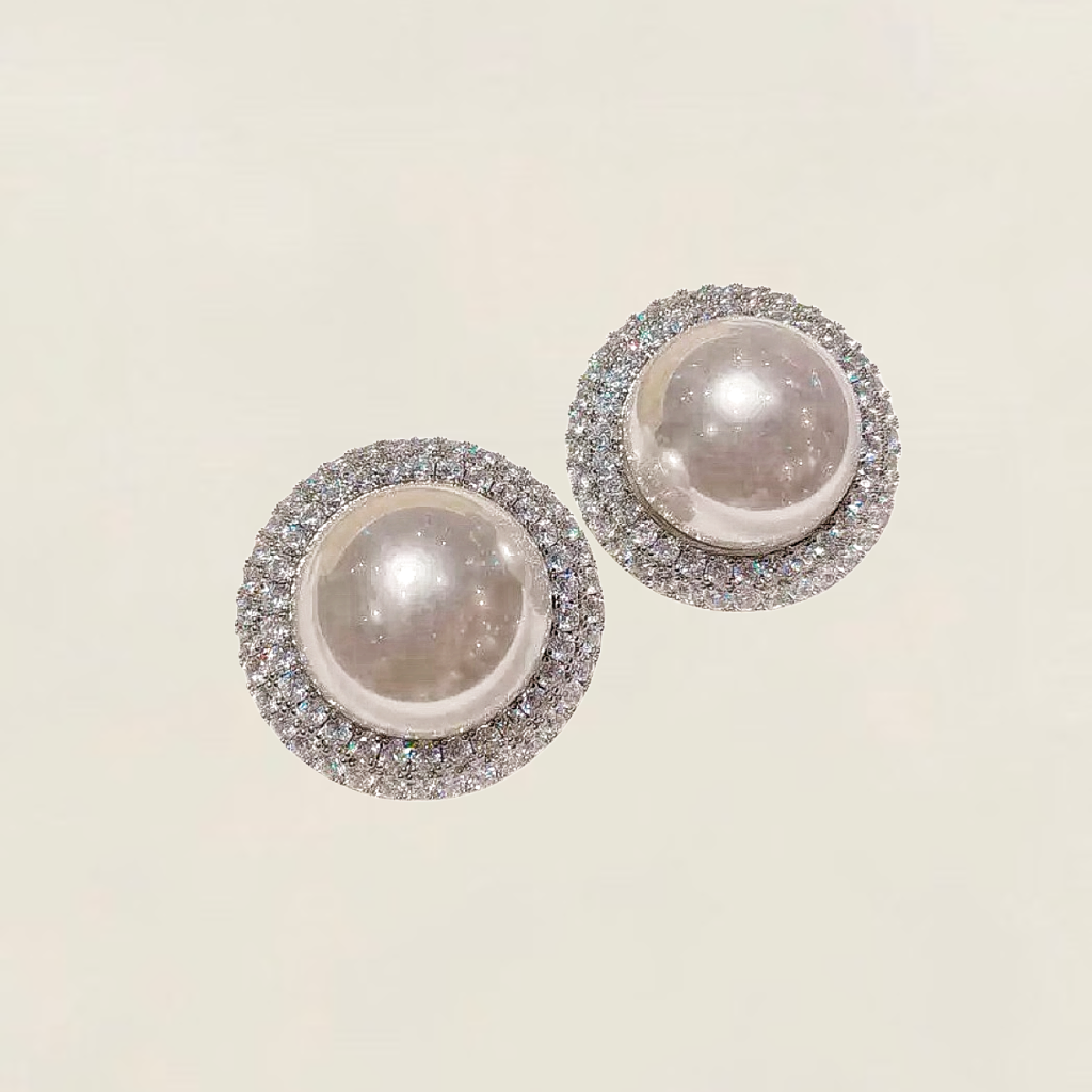 Aura Pearl & Pavé Earrings - Large
