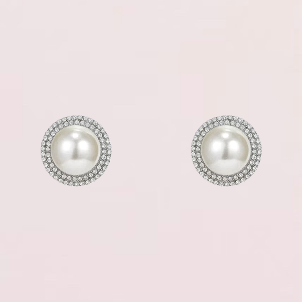 Aura Pearl & Pavé Earrings - Large