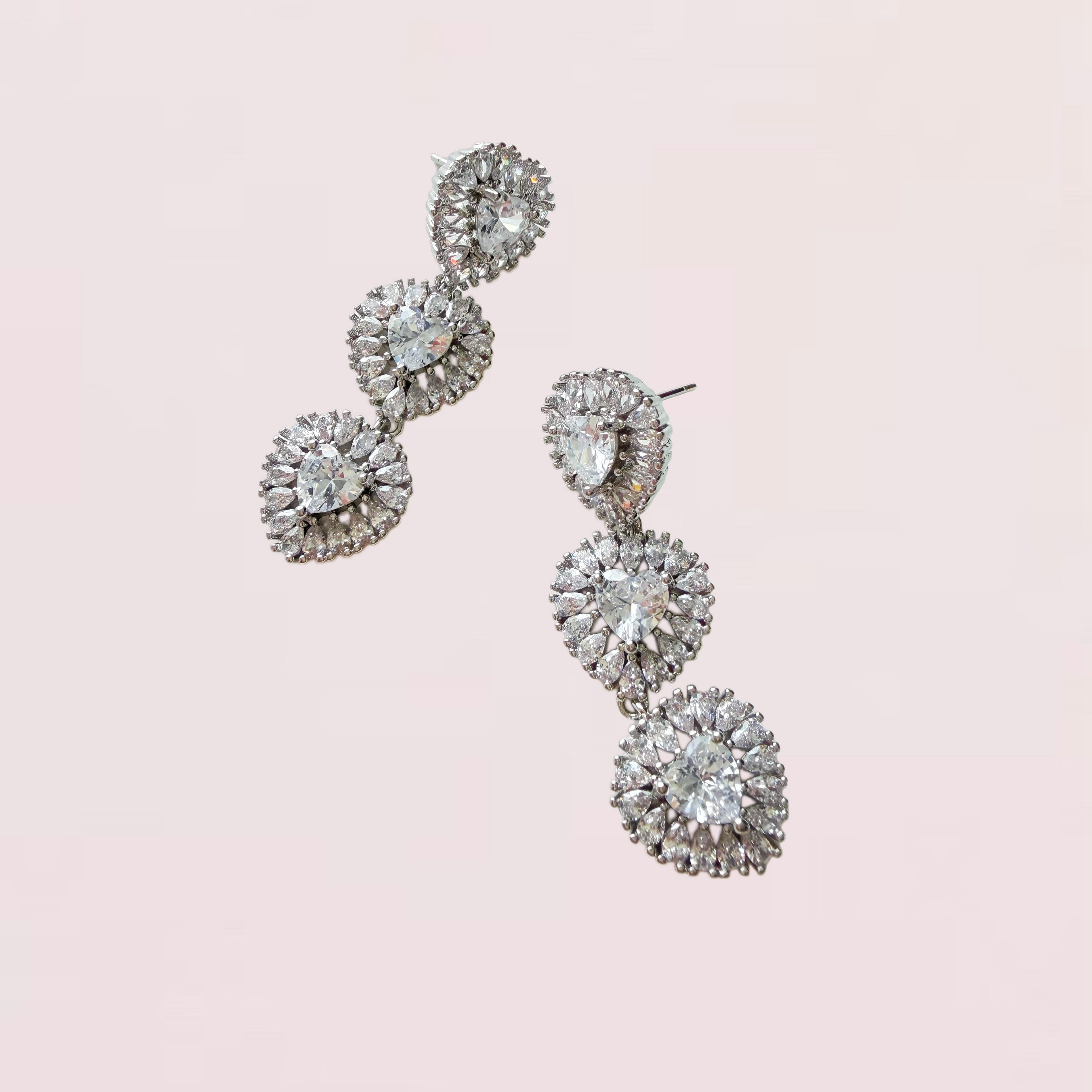 Triple Heart Drop Earrings