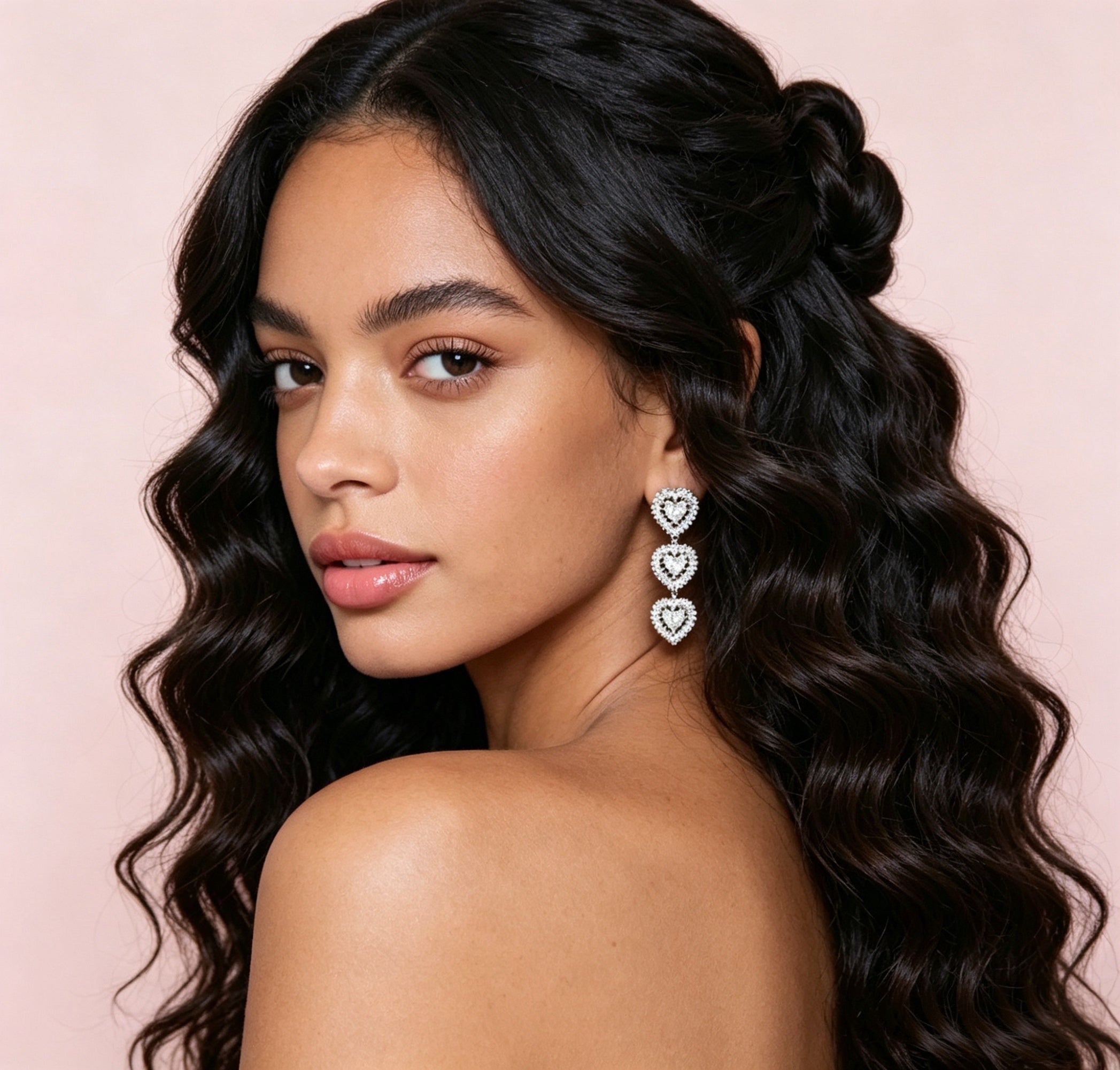 Triple Heart Drop Earrings