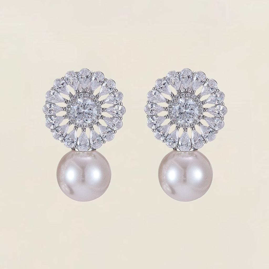 Floral Pearl Drop Earrings