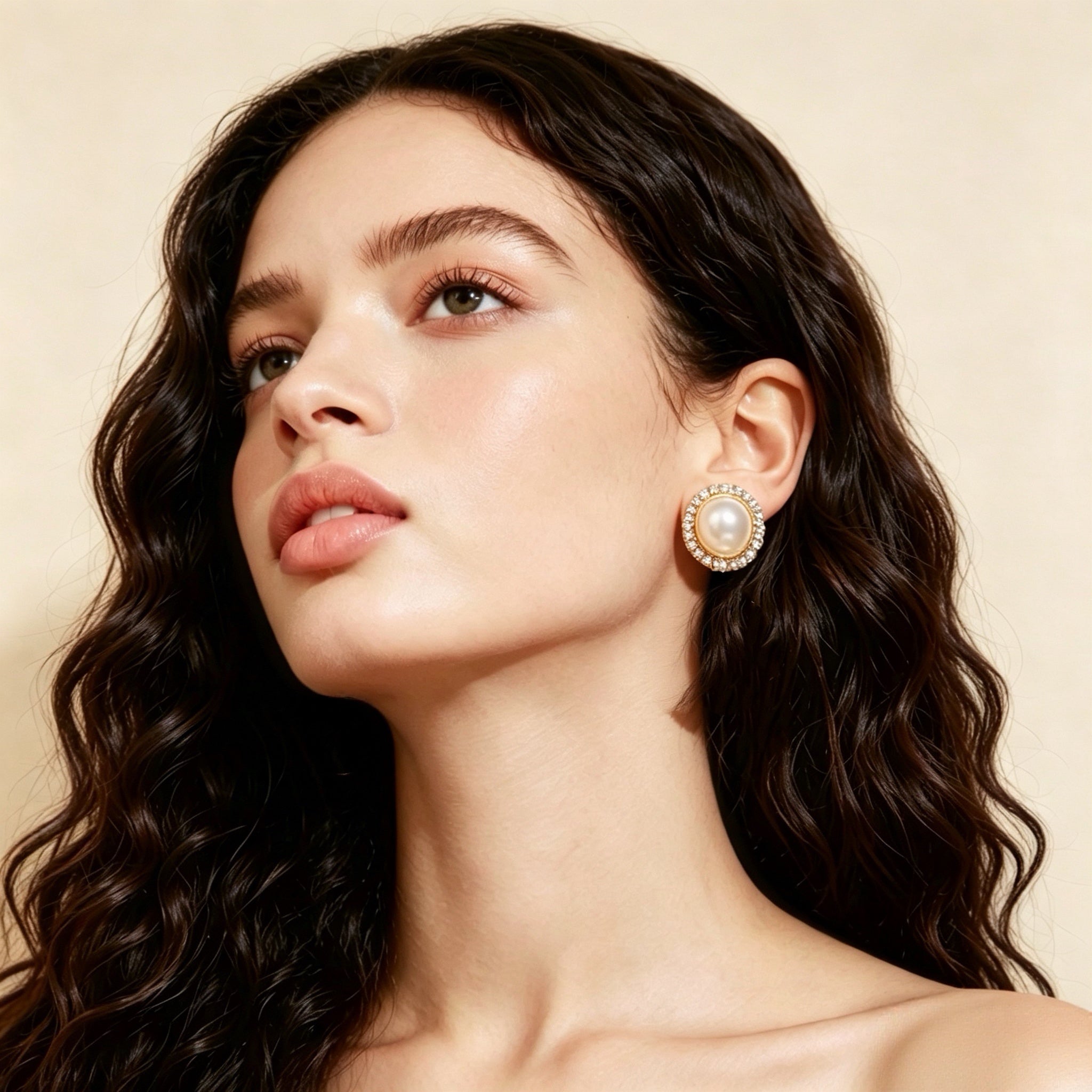 Aura Pearl & Pavé Earrings - Medium