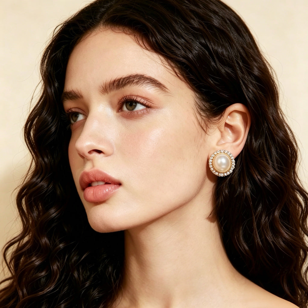 Aura Pearl & Pavé Earrings - Medium