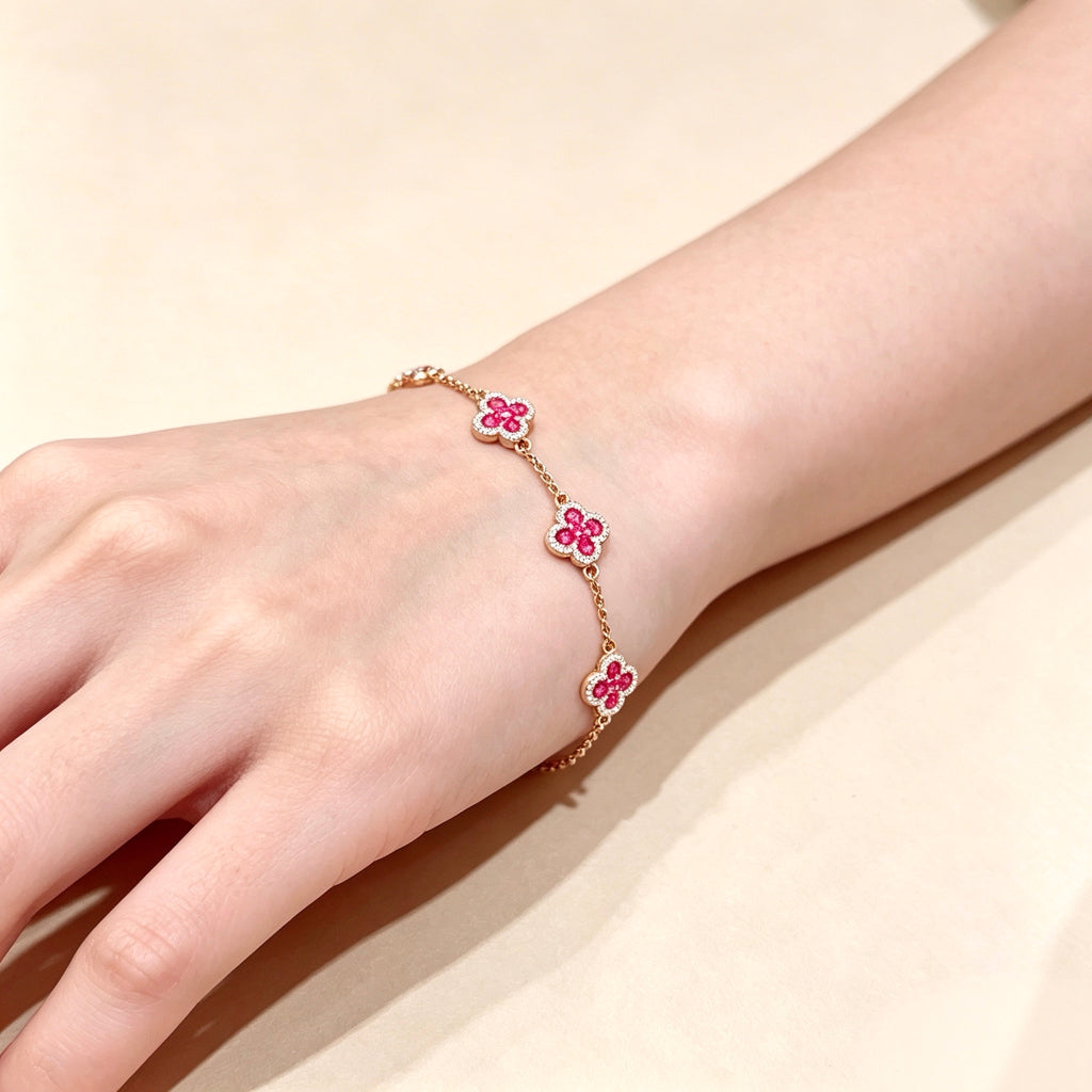 The Ruby Clover Bracelet
