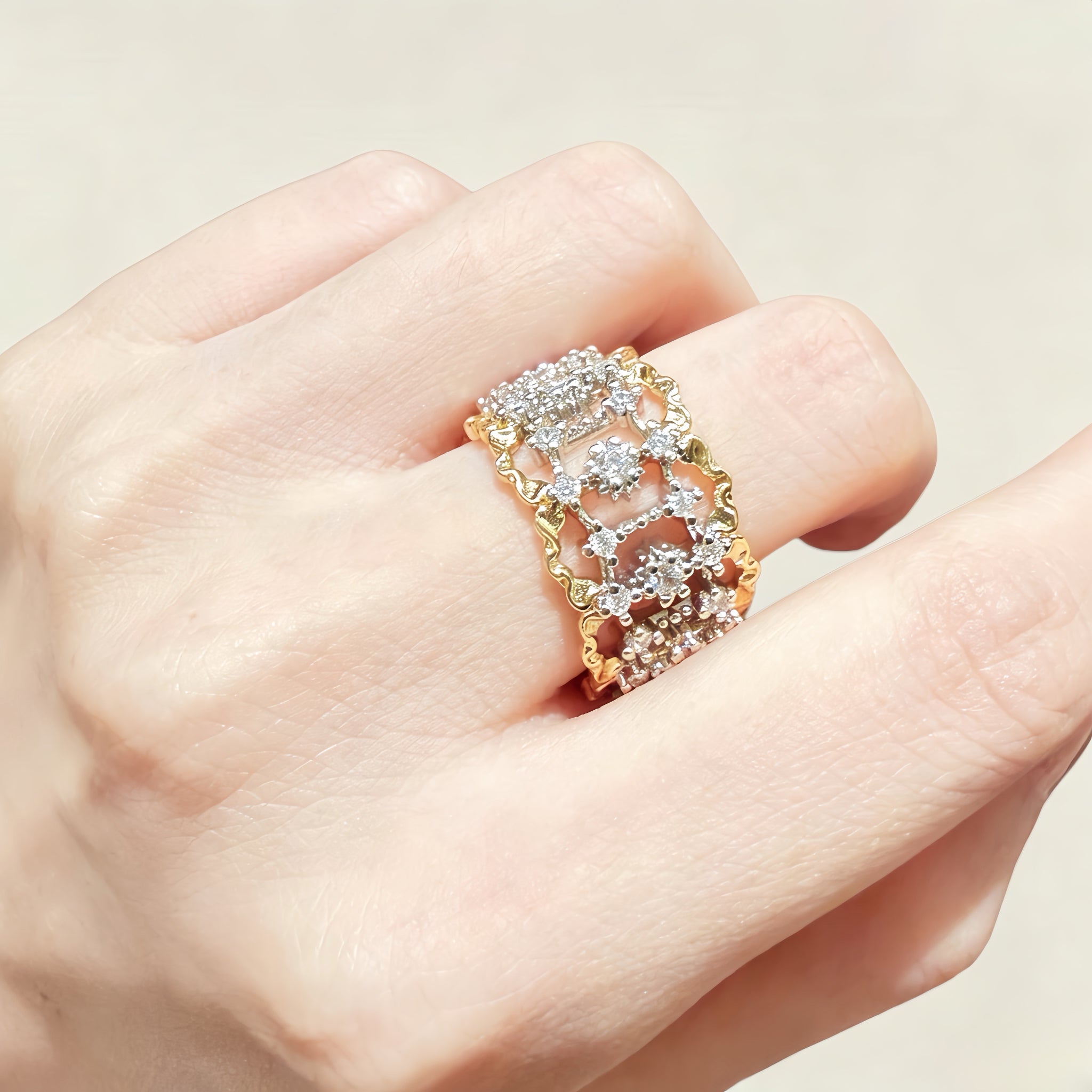 Golden Lace Openwork Ring