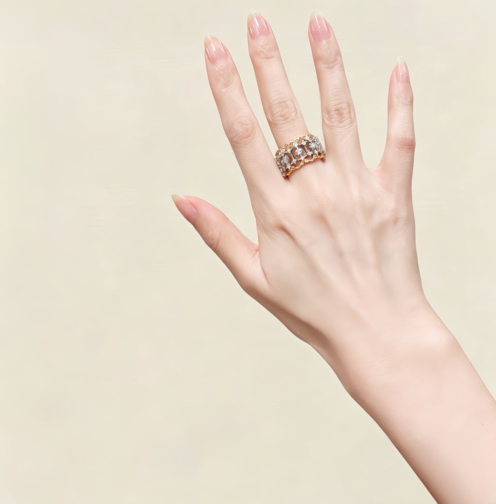 Golden Lace Openwork Ring
