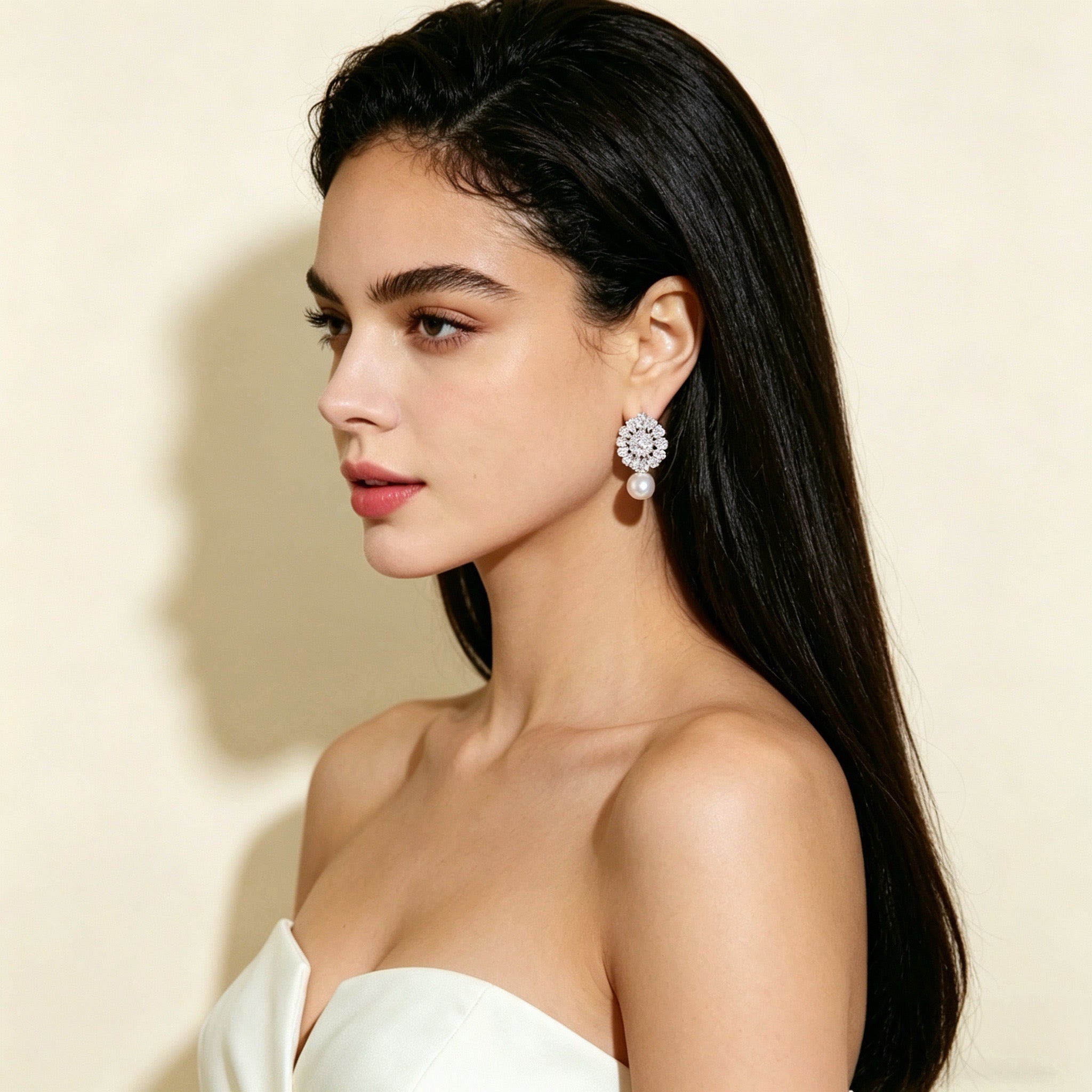 Floral Pearl Drop Earrings
