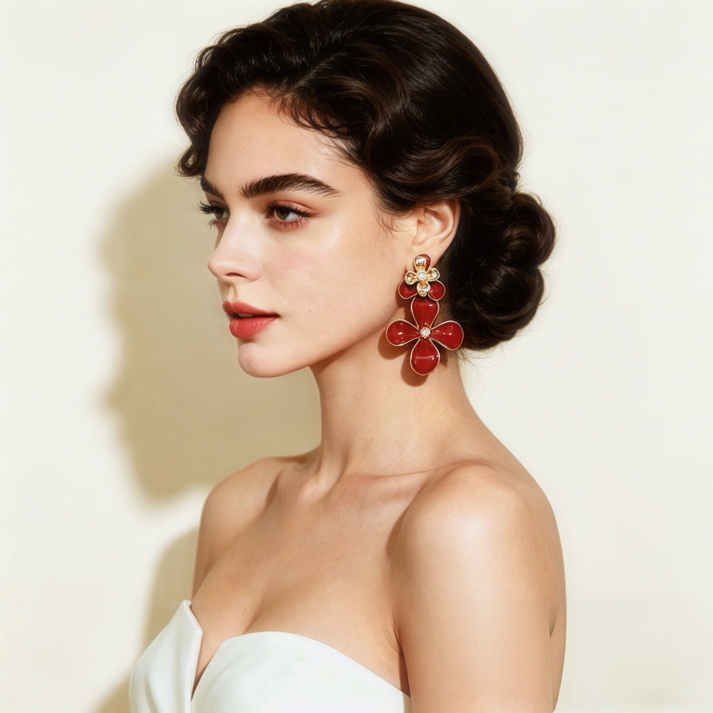 Oversized Floral Statement Earrings