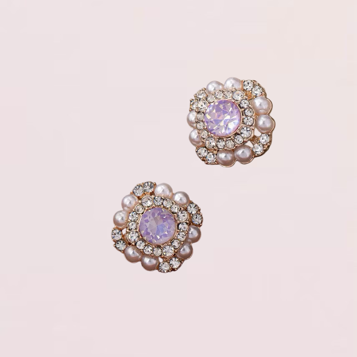 Modern Vintage Geometric Pearl Studs