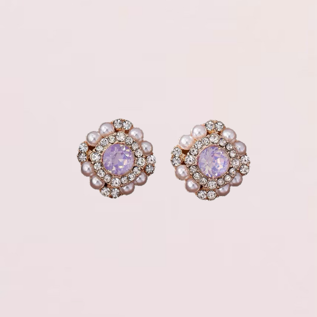Modern Vintage Geometric Pearl Studs