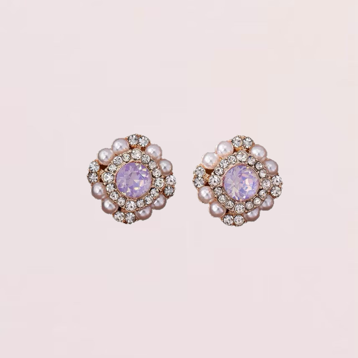 Modern Vintage Geometric Pearl Studs