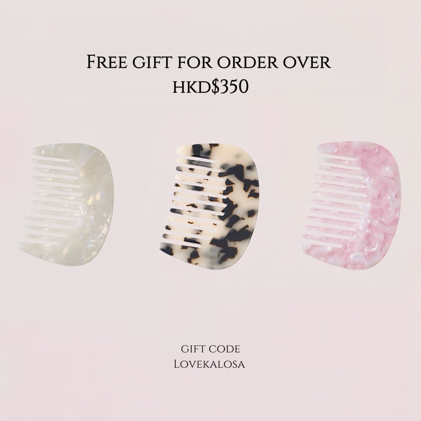 free gift for order over $350 - travel-sized acetate comb