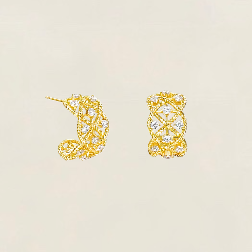 Woven Gold Statement Stud Earrings