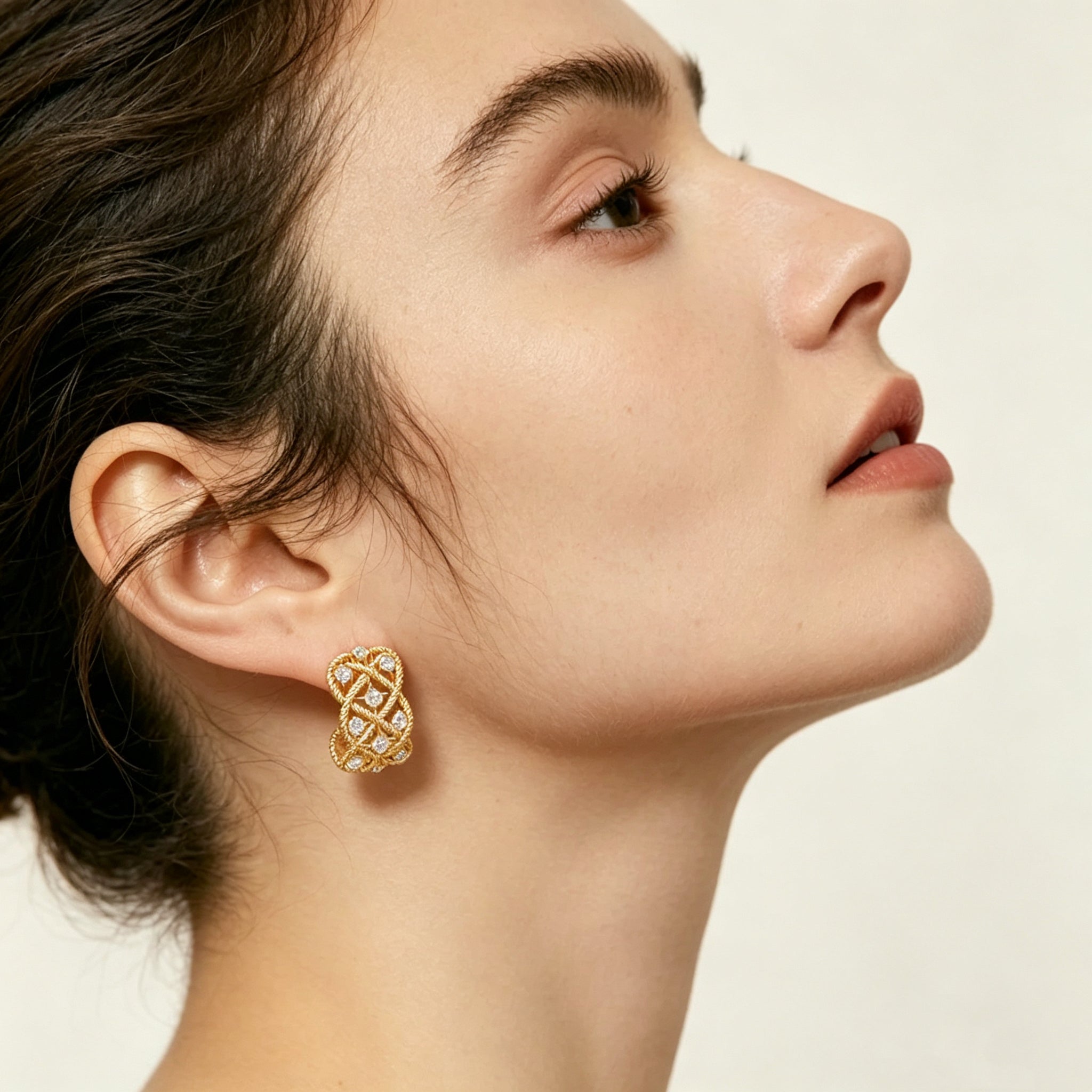 Woven Gold Statement Stud Earrings