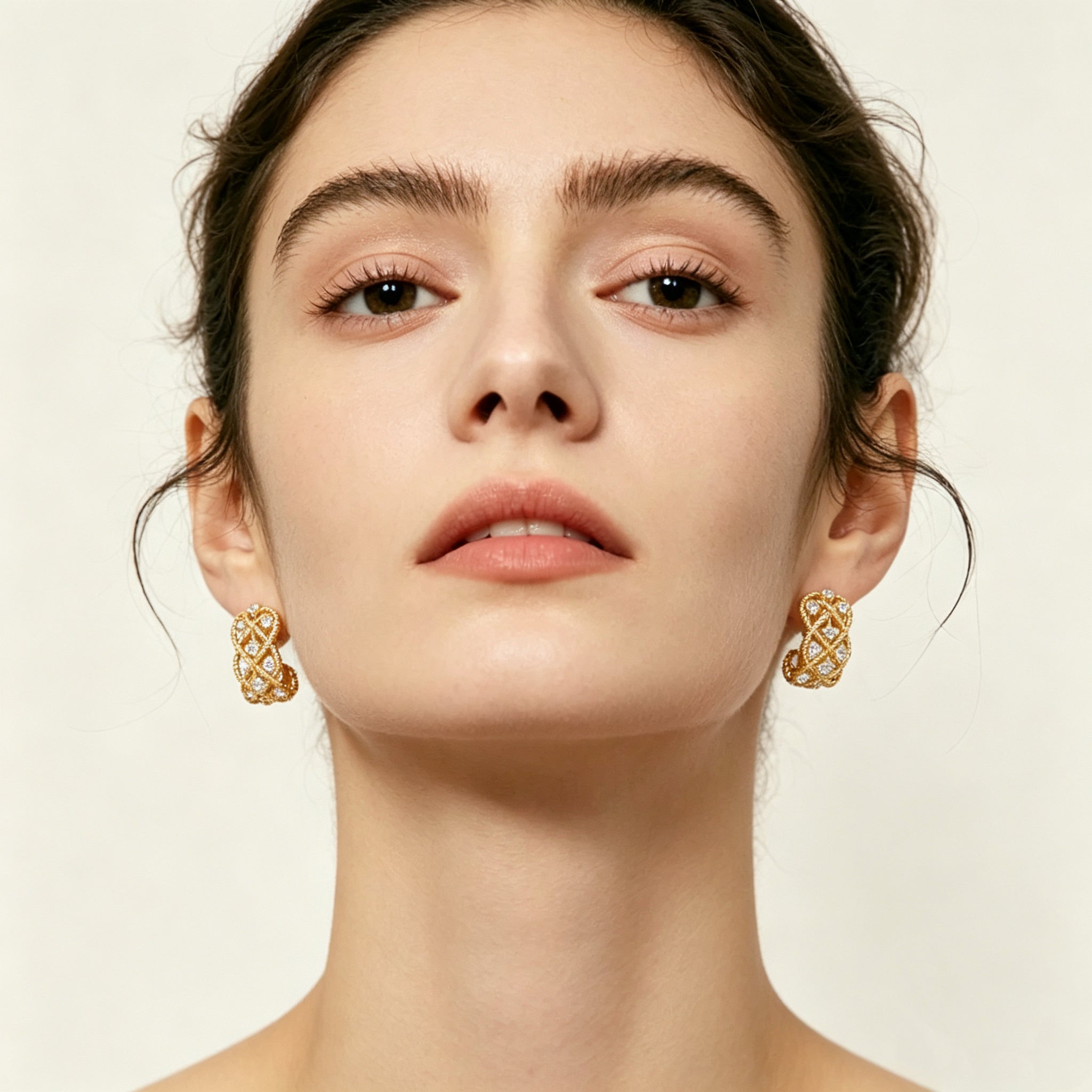 Woven Gold Statement Stud Earrings