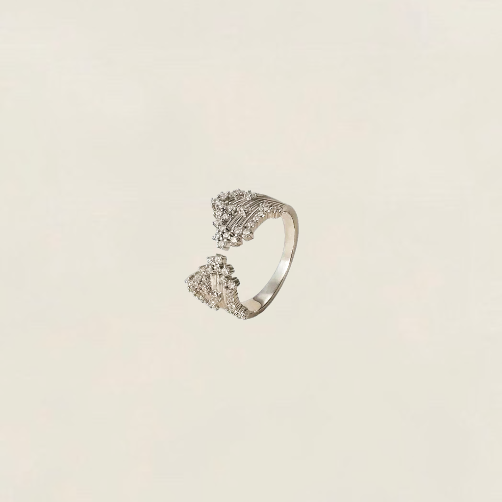 Galaxy Silver Pavé Open Statement Ring