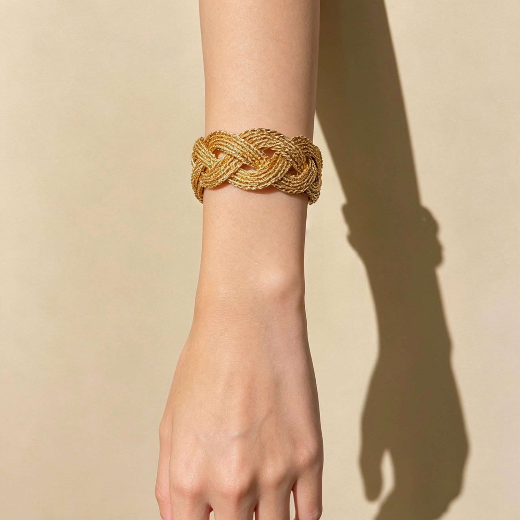 Adjustable Vintage Gold Braided Cuff Bracelet