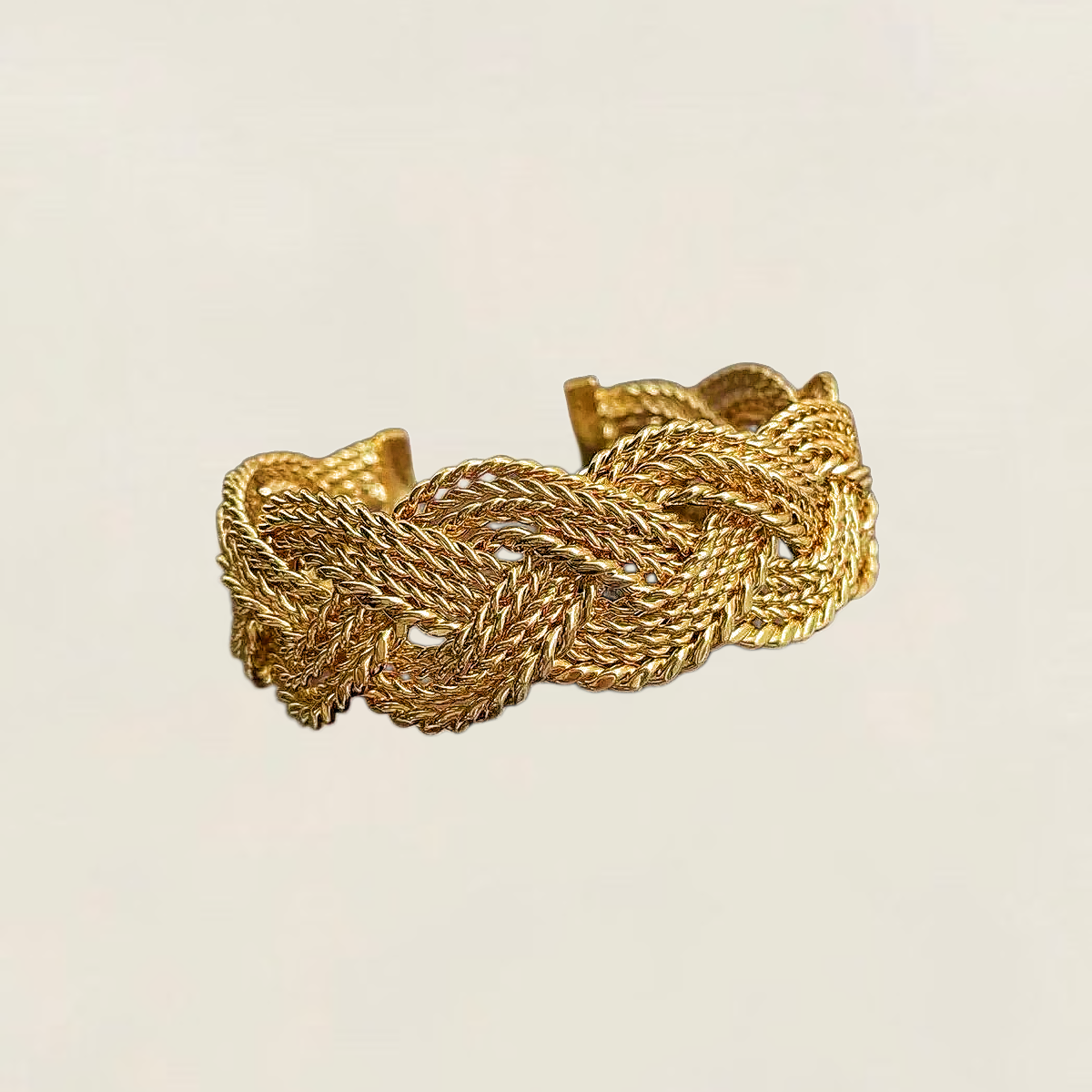 Adjustable Vintage Gold Braided Cuff Bracelet