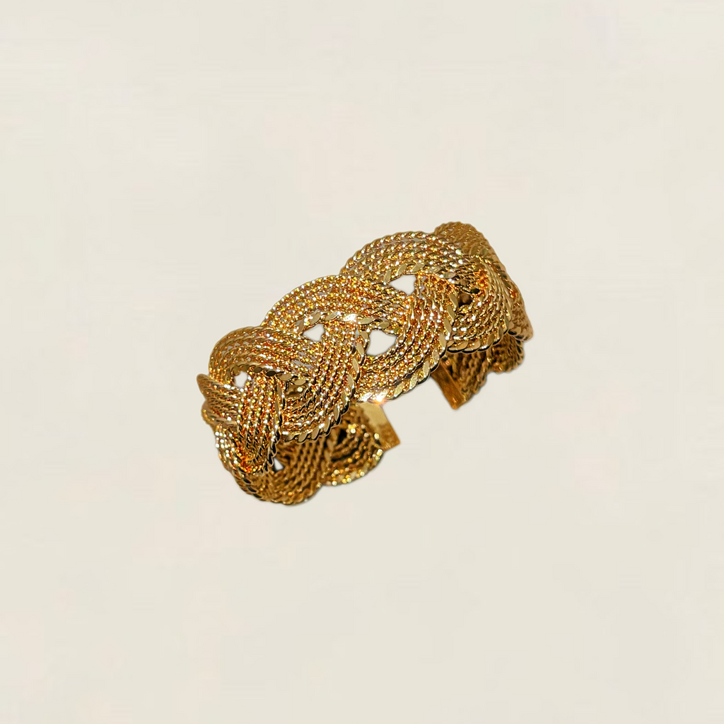 Adjustable Vintage Gold Braided Cuff Bracelet